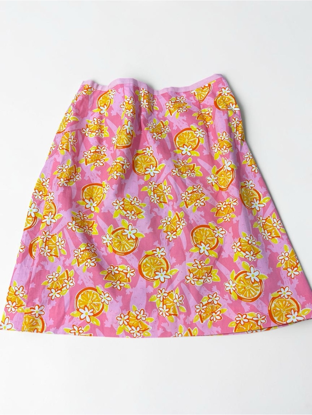 Vintage Lilly Pulitzer Y2K Pink Citrus Floral Mini Skirt Size 6 Palm Beach